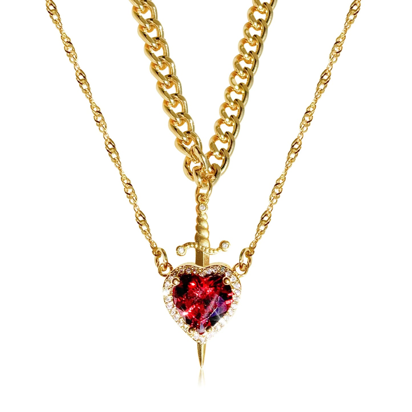 Ruby Enchantment Love Dagger Necklace