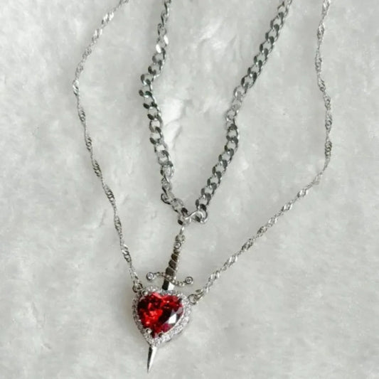 Ruby Enchantment Love Dagger Necklace